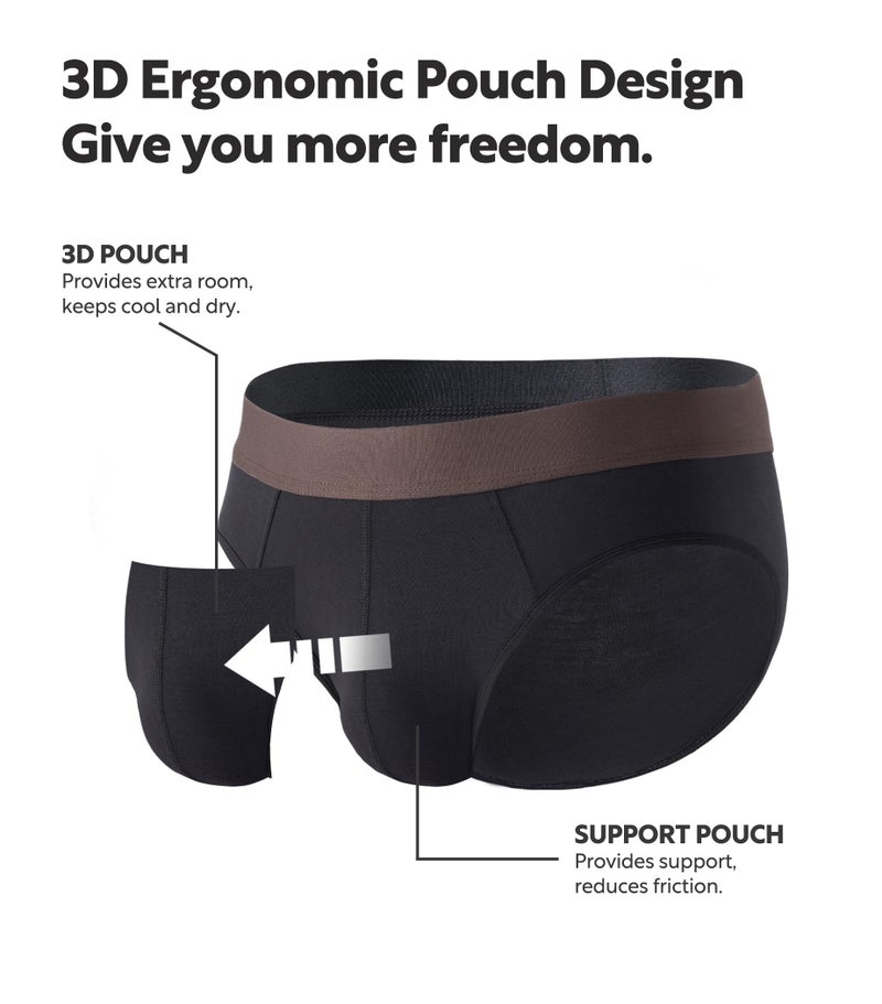 DAVID ARCHY Men's Underwear Briefs Rayon Made from Bamboo Wicking-Moisture Support Pouch Soft Underwear for Men 4 or 7 Pack (L, Dark Gray/Navy Blue) - Image 2